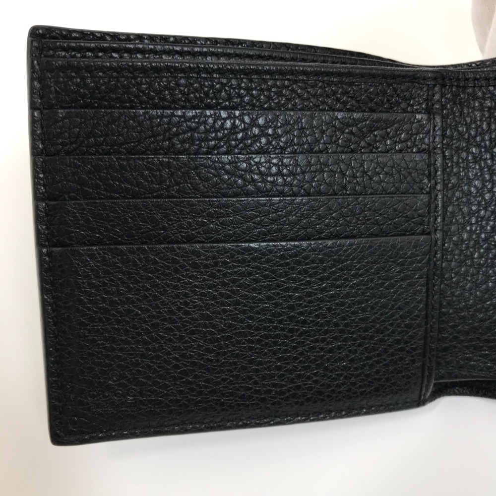 GUCCI 496316 Printed Compact Wallet Bi-fold Leather Men's Black E-240626-5 - Picture 13 of 13